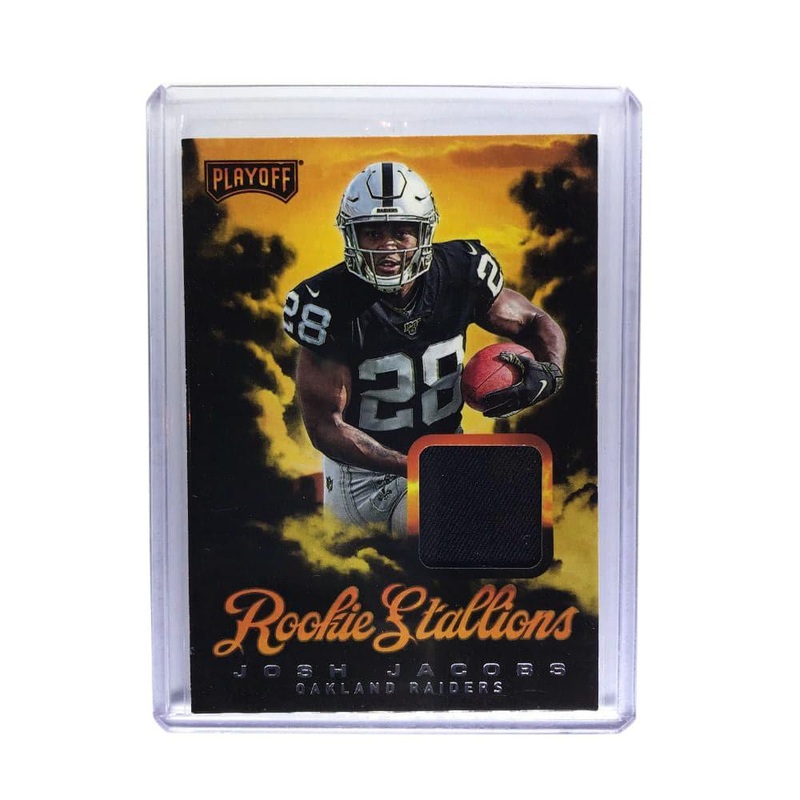Josh Jacobs Las Vegas Raiders 2019 Panini Playoff NFL Rookie Stallions Patch Card