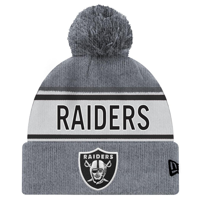 Las Vegas Raiders New Era NFL Official Marle Knit Pom Beanie – Grey
