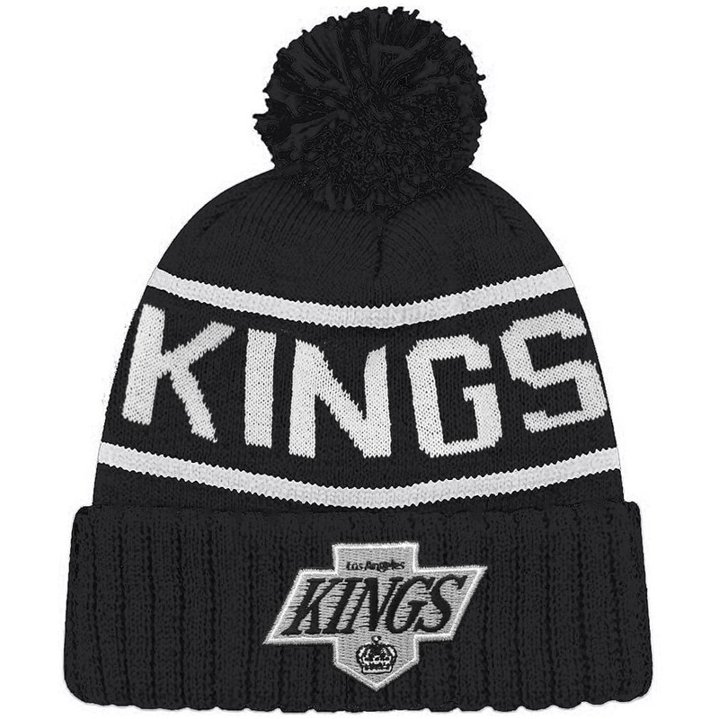 Los Angeles Kings NHL Wordmark Pom Knit Beanie – Black