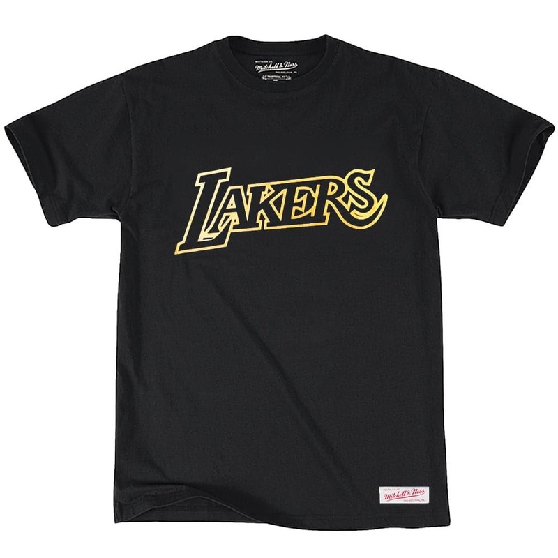 Los Angeles Lakers Mitchell & Ness NBA Gold Wordmark T-Shirt – Black