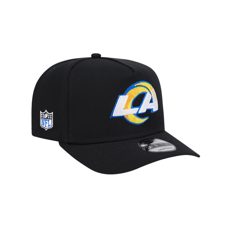 Los Angeles Rams New Era NFL Team 9FIFTY A-Frame Pre-Curved Snapback Hat – Black