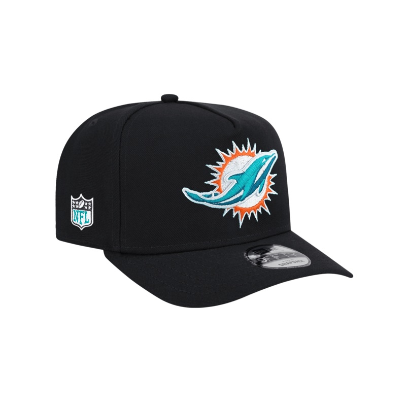 Miami Dolphins New Era NFL Team 9FIFTY A-Frame Pre-Curved Snapback Hat – Black