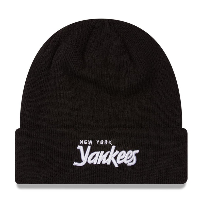 New York Yankees New Era MLB Script Cuff Beanie – Black