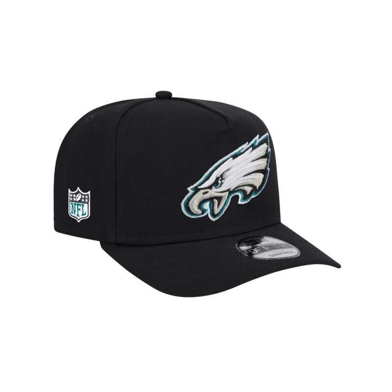 Philadelphia Eagles New Era NFL Team 9FIFTY A-Frame Pre-Curved Snapback Hat – Black