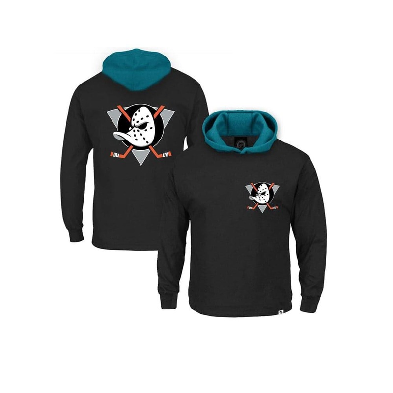 Toddlers Anaheim Mighty Ducks NHL Upper Hooded Long Sleeve T-Shirt – Black