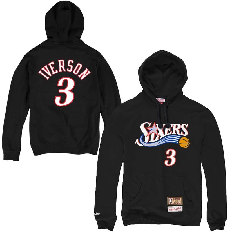 Allen Iverson Philadelphia 76ers Mitchell & Ness NBA Player Hoodie Jumper – Black