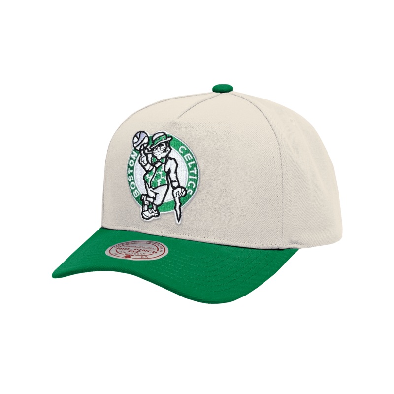 Boston Celtics Mitchell & Ness NBA HWC 2T Pro Pinch Snapback Hat – Cream