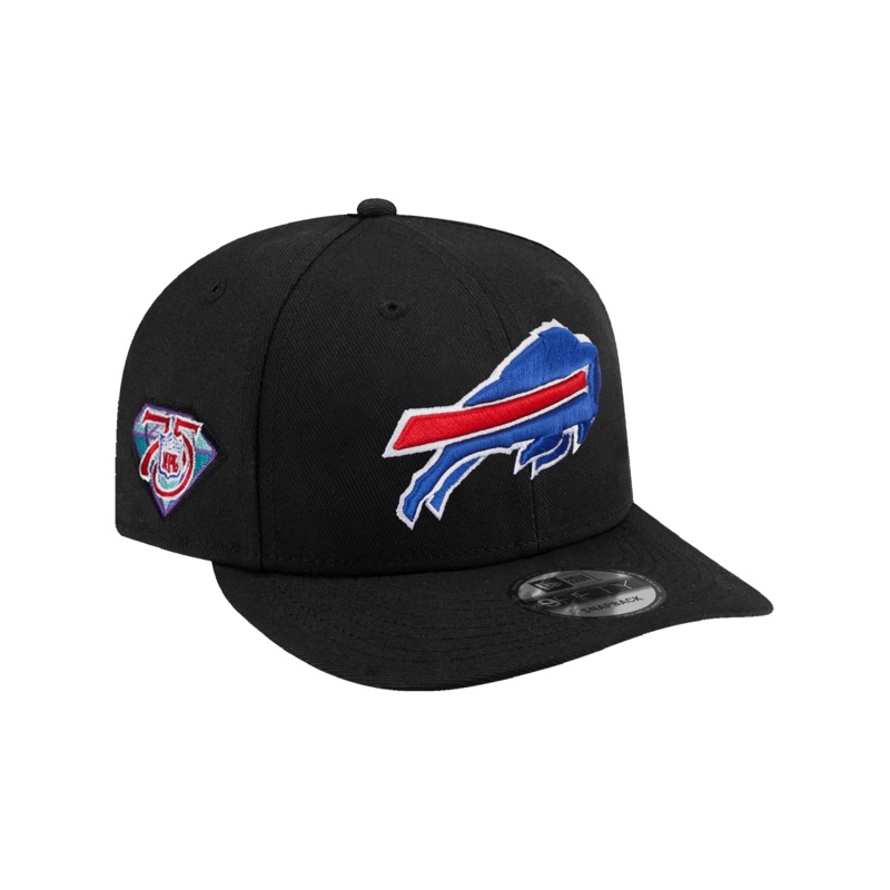 Buffalo Bills New Era NFL 75th Ann Patch 9FIFTY Pre-Curved Snapback Hat – Black