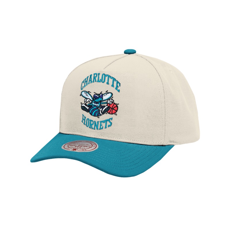 Charlotte Hornets Mitchell & Ness NBA HWC 2T Pro Pinch Snapback Hat – Cream