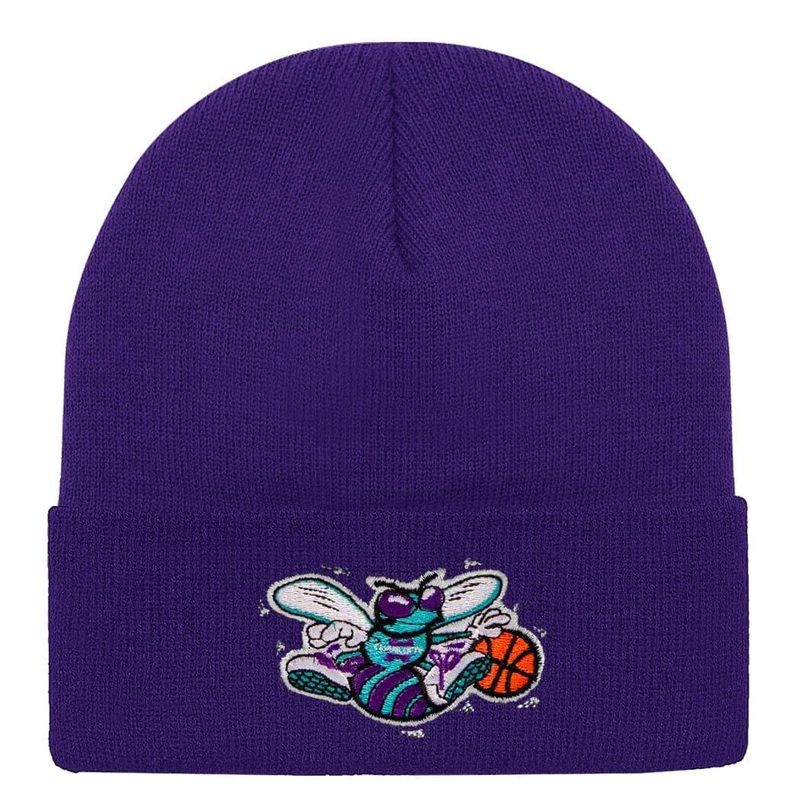 Charlotte Hornets Mitchell & Ness NBA HWC Logo Cuff Knit Beanie – Purple