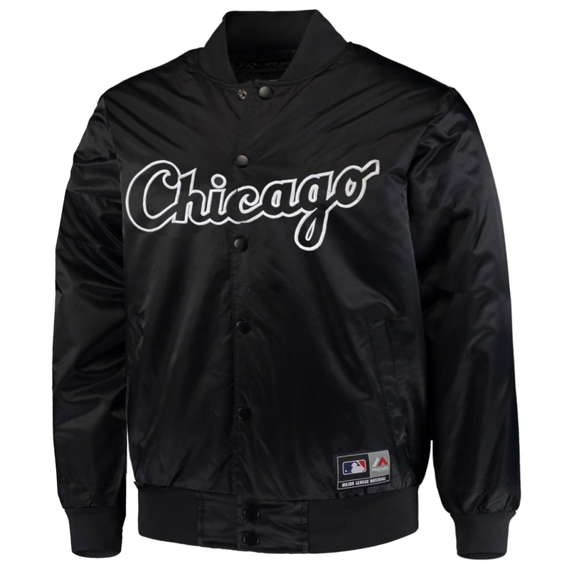 Chicago White Sox Majestic MLB Team Bomber Jacket- Black