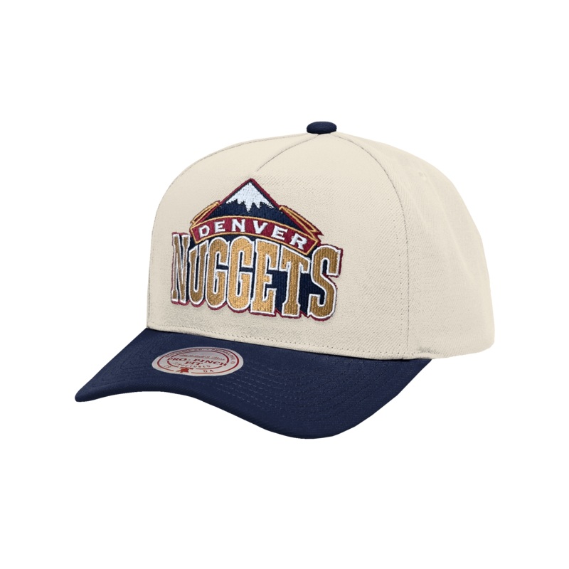 Denver Nuggets Mitchell & Ness NBA HWC 2T Pro Pinch Snapback Hat – Cream