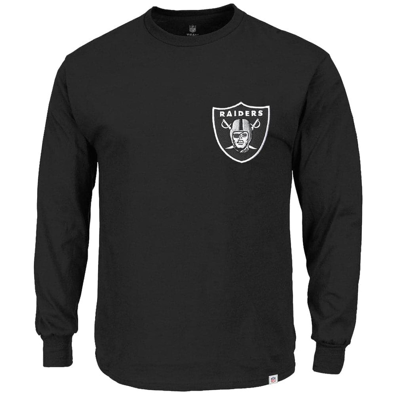 Las Vegas Raiders Majestic NFL Embroidered Logo Long Sleeve T-Shirt – Black