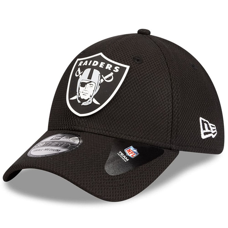 Las Vegas Raiders New Era NFL Diamond Era Rubber Logo 39THIRTY Curve Hat – Black