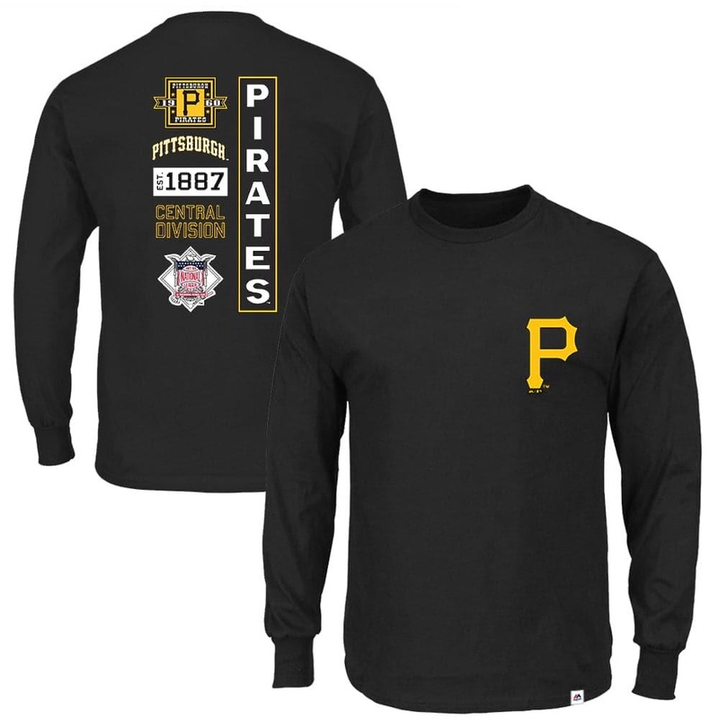 Pittsburgh Pirates Majestic MLB Gramer Long Sleeve T-Shirt – Black