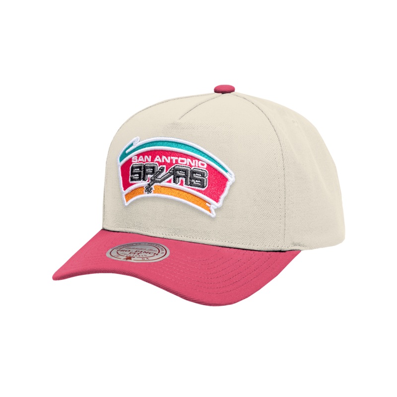 San Antonio Spurs Mitchell & Ness NBA HWC 2T Pro Pinch Snapback Hat – Cream
