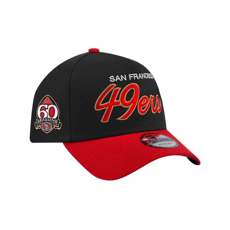 San Francisco 49ers New Era NFL 2T Script 9FORTY A-Frame Snapback Hat – Black
