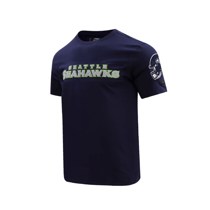 Seattle Seahawks Pro Standard NFL Classic Chenille Flex T-Shirt – Navy