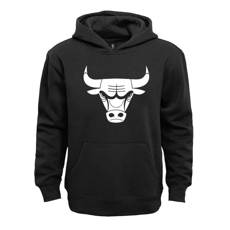 Youths Chicago Bulls Outerstuff NBA White Out Logo Hoodie Jumper – Black