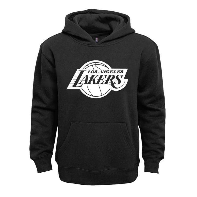 Youths Los Angeles Lakers Outerstuff NBA White Out Logo Hoodie Jumper – Black
