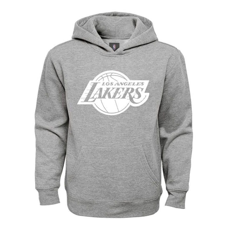 Youths Los Angeles Lakers Outerstuff NBA White Out Logo Hoodie Jumper – Grey
