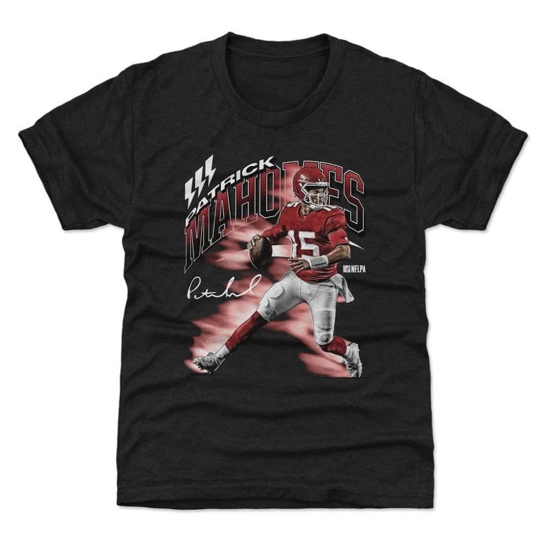 Youths Patrick Mahomes Kansas City Chiefs 500 Level NFL Retro Wave T-Shirt – Tri Black