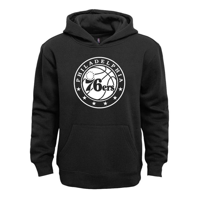 Youths Philadelphia 76ers Outerstuff NBA White Out Logo Hoodie Jumper – Black