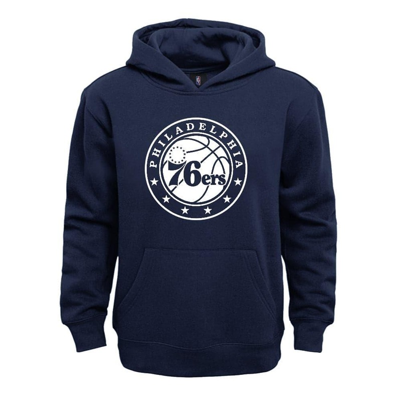 Youths Philadelphia 76ers Outerstuff NBA White Out Logo Hoodie Jumper – Navy