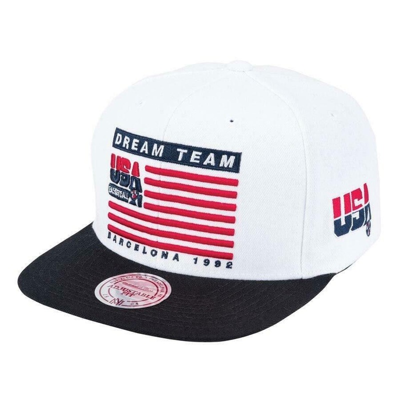 1992 USA Dream Team Mitchell & Ness NBA Flag Deadstock Snapback Hat – White