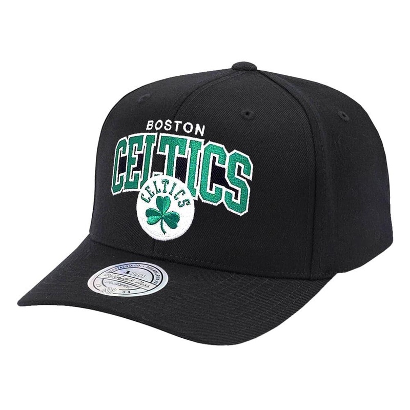 Boston Celtics Mitchell & Ness NBA Team Arch 110 Curved Snapback Hat – Black