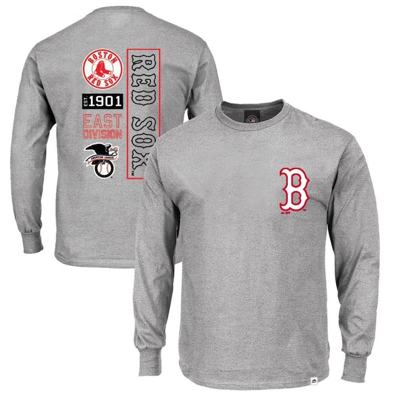 Boston Red Sox Majestic MLB Gramer Long Sleeve T-Shirt – Grey Marle