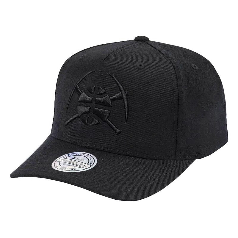Denver Nuggets Mitchell & Ness NBA All Black 110 Curve Snapback Hat
