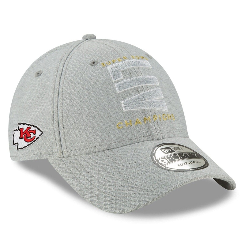 Kansas City Chiefs New Era NFL Champions Parade 9FORTY Snapback Curve Hat – Grey