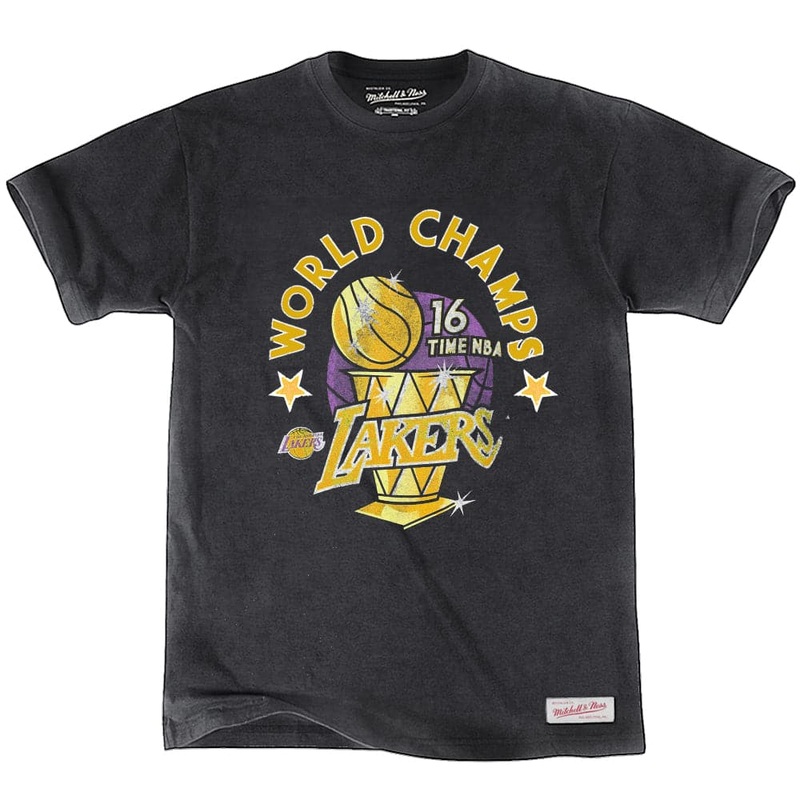 Los Angeles Lakers Mitchell & Ness NBA World Champs Vintage T-Shirt – Black