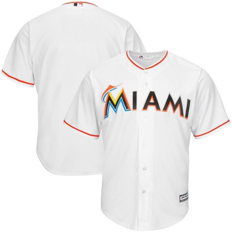 Miami Marlins Majestic MLB AC Cool Base Replica Jersey – White