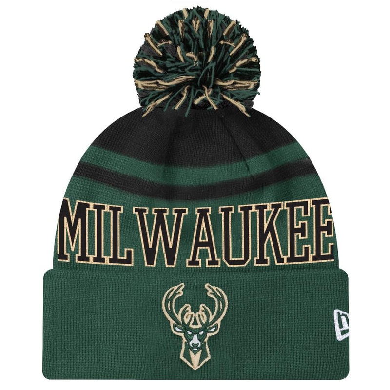 Milwaukee Bucks New Era NBA Team Court Knit Pom Beanie – Green