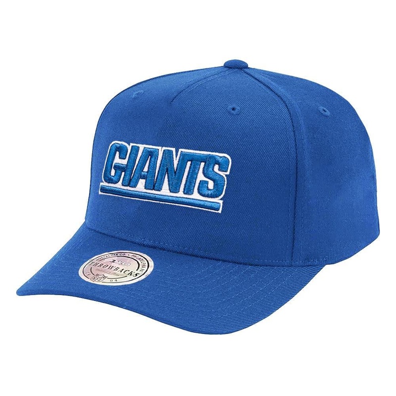 New York Giants Mitchell & Ness NFL Tonal Outline 110 Curved Snapback Hat – Blue