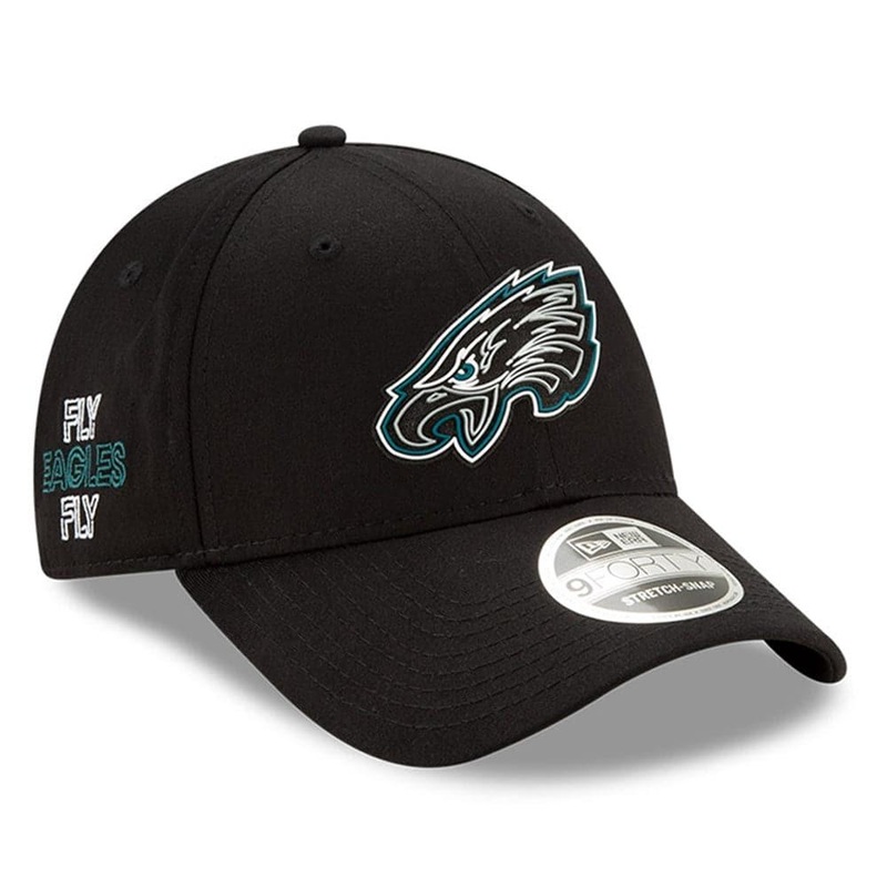 Philadelphia Eagles New Era NFL 2020 Draft 9FORTY Stretch Snapback Curve Hat – Black