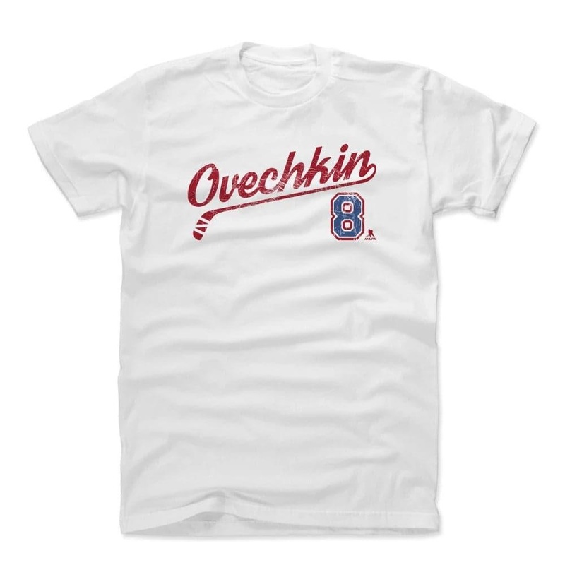 Alex Ovechkin Washington Capitals 500 Level NHL Script T-Shirt – White