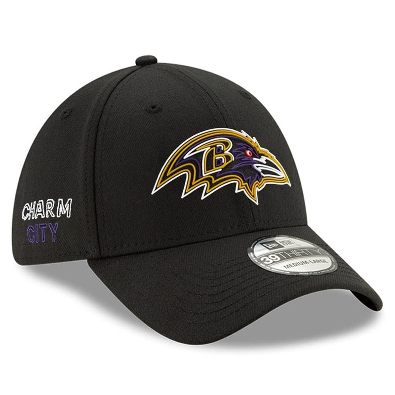 Baltimore Ravens New Era NFL 2020 Draft 39THIRTY Flex Fit Curve Hat – Black