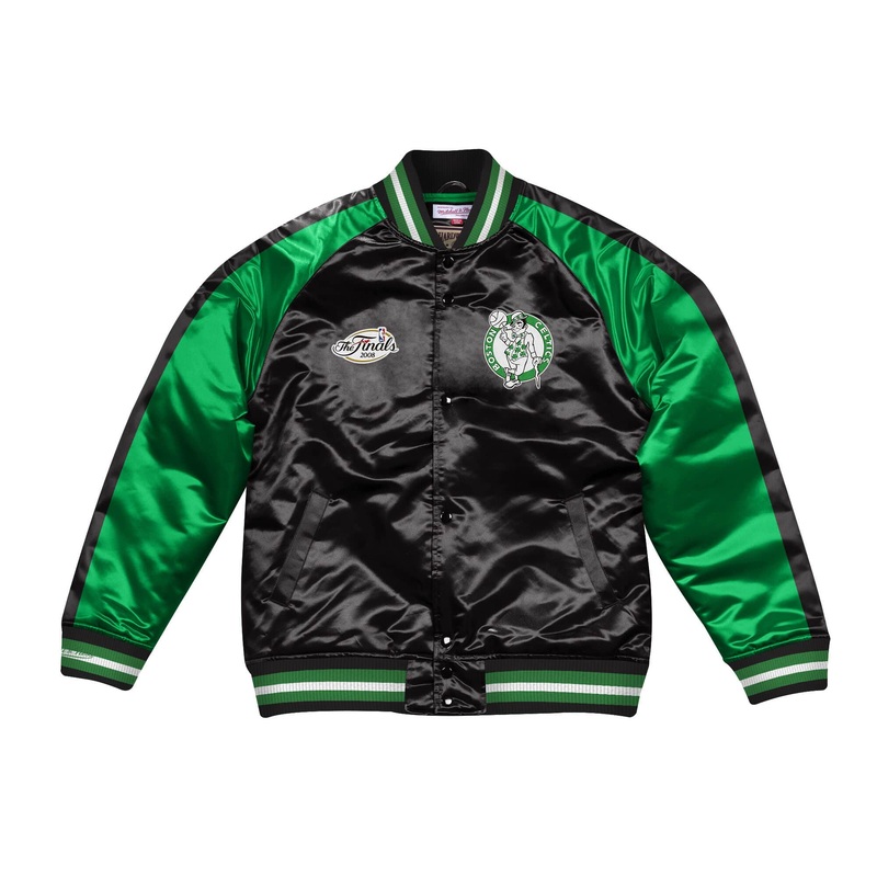 Boston Celtics Mitchell & Ness NBA Colour Blocked Satin Jacket – Black