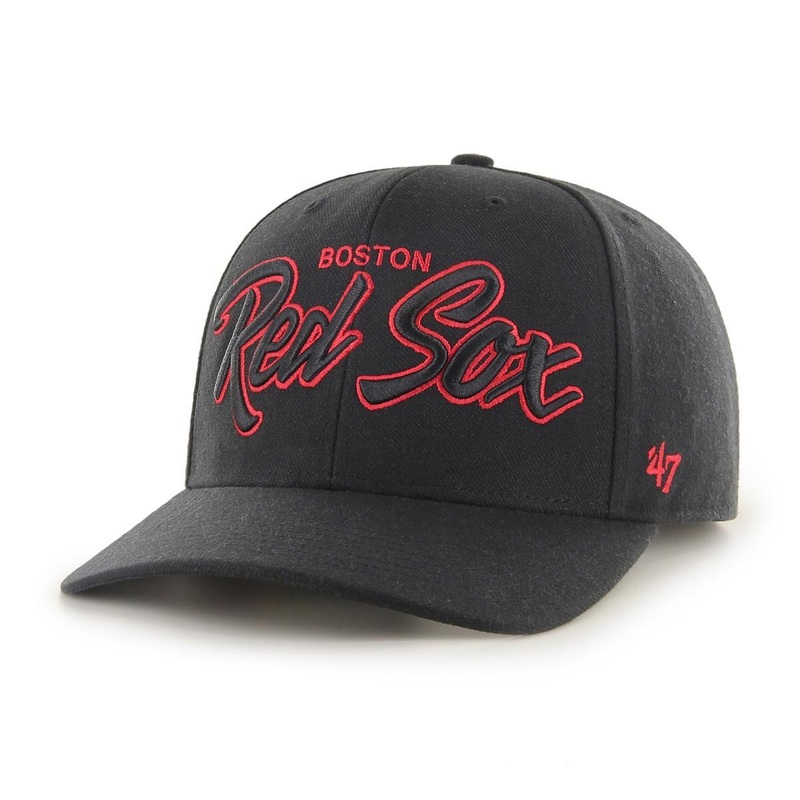 Boston Red Sox 47 MLB Street Script MVP DP Pre-Curved Snapback Hat – Black