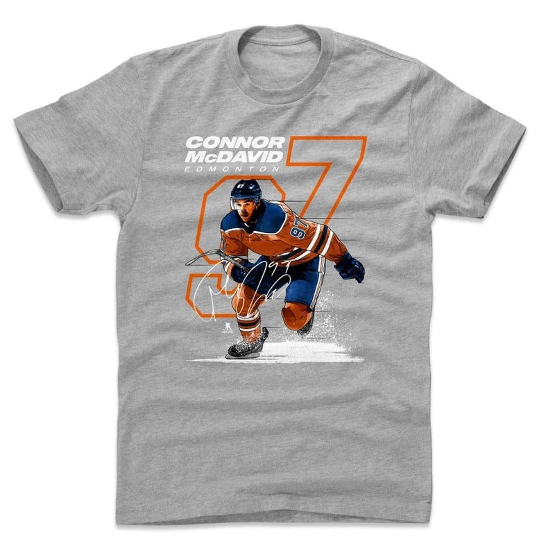 Connor McDavid Edmonton Oilers 500 Level NHL Offset T-Shirt – Gray
