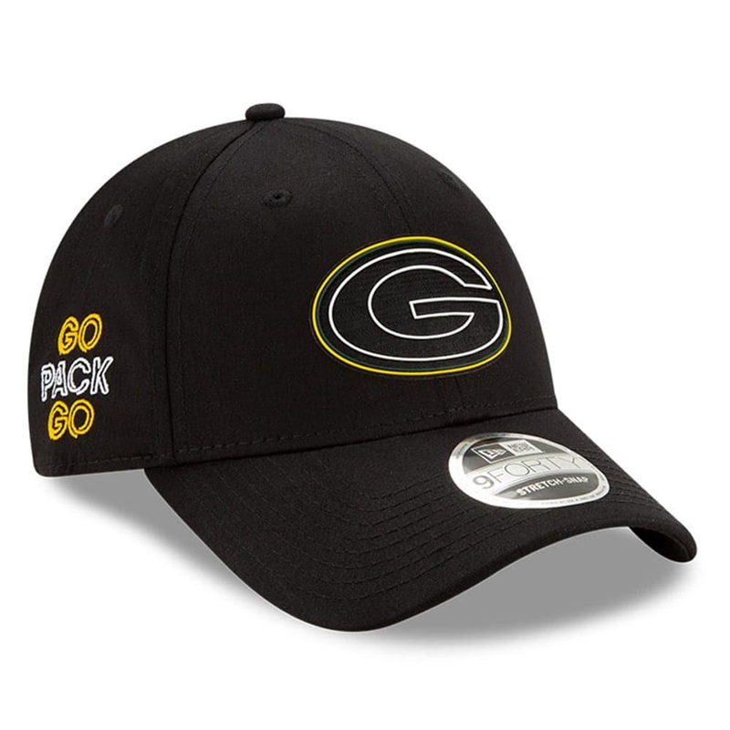 Green Bay Packers New Era NFL 2020 Draft 9FORTY Stretch Snapback Curve Hat – Black