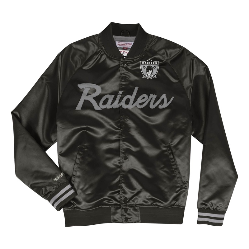 Las Vegas Raiders Mitchell & Ness NFL Special Script Satin Jacket – Black