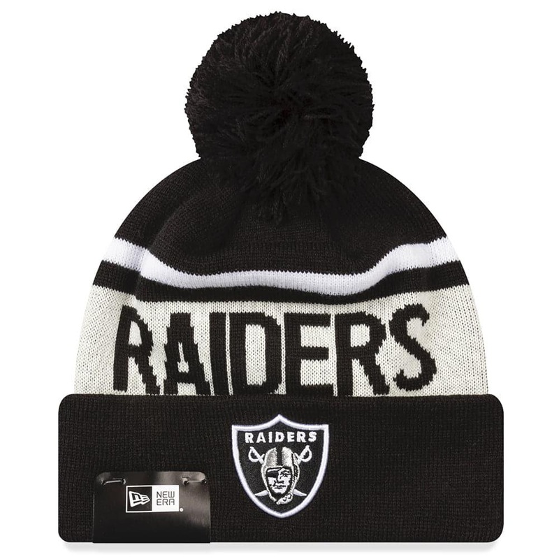 Las Vegas Raiders New Era NFL Team Stone Stripe Knit Beanie – Black