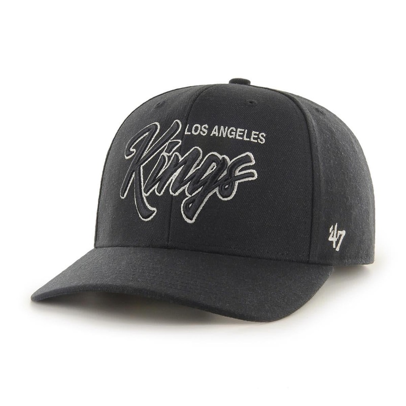 Los Angeles Kings 47 NHL Street Script Audible DB Pre-Curved Snapback Hat – Black