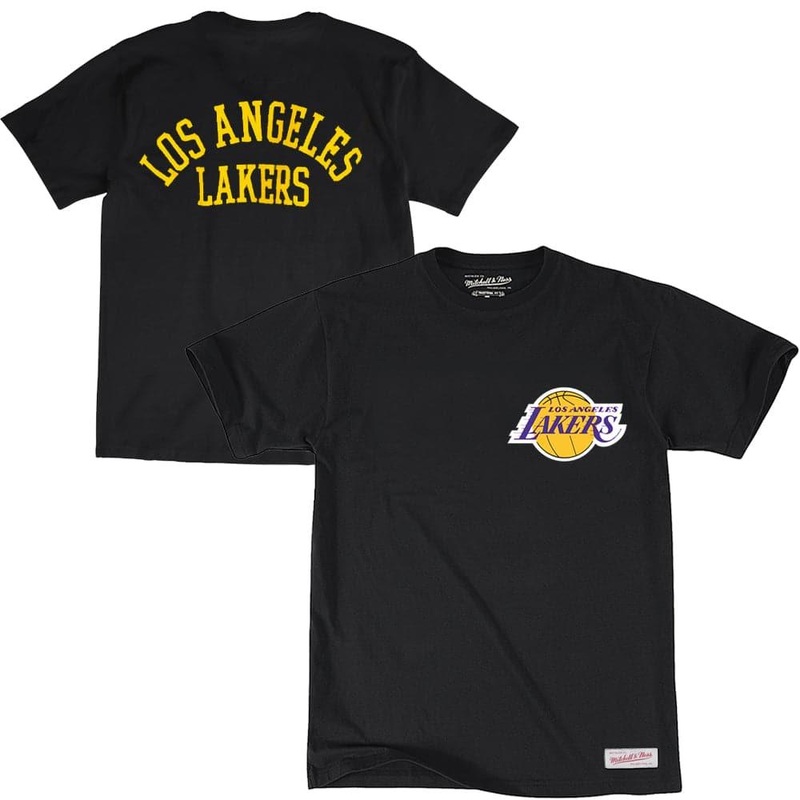 Los Angeles Lakers Mitchell & Ness NBA Arch Wordmark T-Shirt – Black