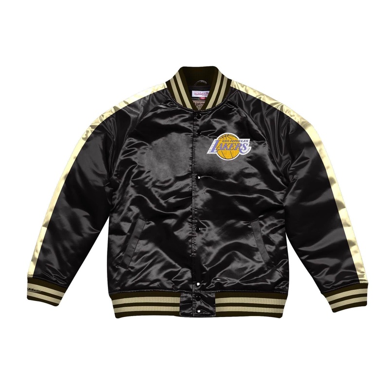Los Angeles Lakers Mitchell & Ness NBA Gold Blocked Satin Jacket – Black