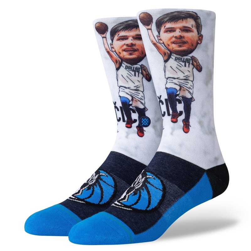 Luka Doncic Dallas Mavericks Stance NBA Big Head Crew Socks